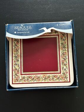 Red Holiday Decorative Coasters Set of 4 By Seagull Studios